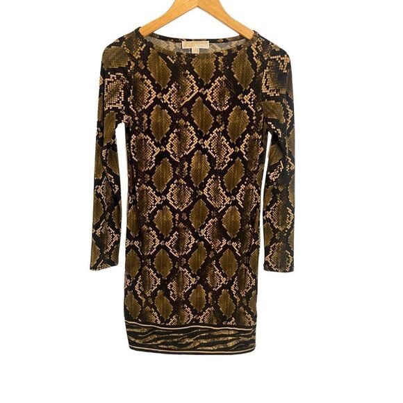 MICHAEL MICHAEL KORS Python-Print Matte-Jersey Shift Dress sz XS - Picture 3 of 8